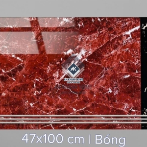 Gạch lát bậc cầu thang tam cấp 47x100cm vân đá đen đỏ phối trắng