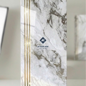 Gạch lát cầu thang 47x120 trắng vân đá marble khắc kim nhũ vàng