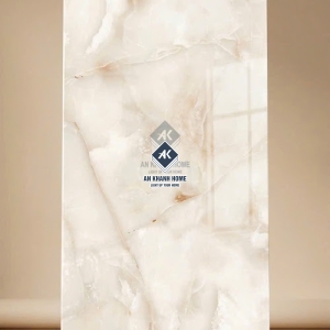 Gạch lát nền ấn độ 60x120 bóng kính kem vân đá cao cấp