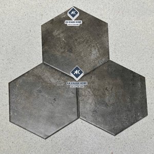 Gạch lục giác 20x23 màu xi măng đậm hiệu ứng vân bê tông loang