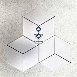 Gạch lục giác 20x23cm màu trắng xám 3 tia chỉ viền đen