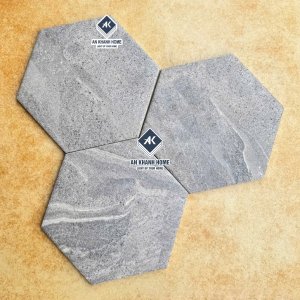 Gạch lục giác 20x23cm mờ xi măng xám vân đá