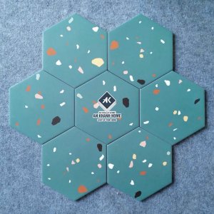  Gạch lục giác 20x23cm xanh ngọc lục họa tiết terrazzo