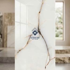 Gạch ốp lát ấn độ 60x120 màu kem vân đá nâu rạn bóng kính