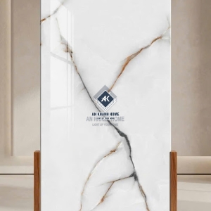 Gạch ốp lát ấn độ 60x120 trắng kem vân đá bóng kính