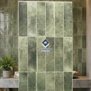 Gạch ốp tường 40x80 giả thẻ mix màu xanh rêu