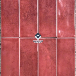 Gạch thẻ 75x300 màu đỏ bề mặt lượn sóng