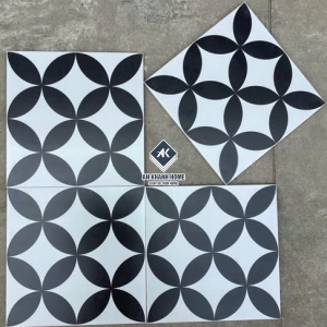 Gạch bông 30x30 đồng tiền màu trắng đen bề mặt mờ