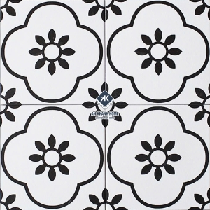 Gạch bông 30x30 hoa mai trắng đen bề mặt mờ
