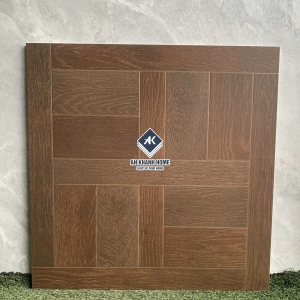 Gạch giả gỗ nâu óc chó 60x60 hoạ tiết ngang dọc               