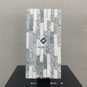 Gạch 30x60 Ấn Độ hoạ tiết vân đá ghép màu xám sần nổi 3D