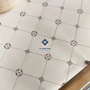 Gạch Bông Trắng Kem Hoạ Tiết Louis Vuitton Bề Mặt Mờ