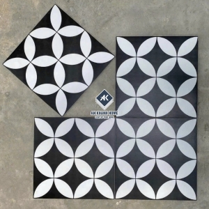 Gạch bông 30x30 đồng tiền màu đen trắng bề mặt mờ