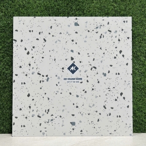 Gạch 60x60 terrazzo màu trắng hạt màu xanh xám đen mờ