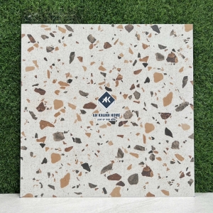 Gạch 60x60 terrazzo màu kem hạt lớn màu vàng nâu mờ
