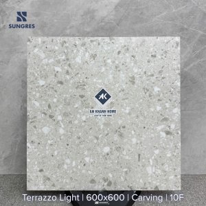 Gạch Ấn Độ 60x60 Terrazzo Light SG-66.620C trắng kem Bề Mặt Carving