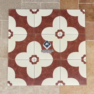 Gạch bông 20x20 hoạ tiết bông hoa trắng đỏ bề mặt mờ