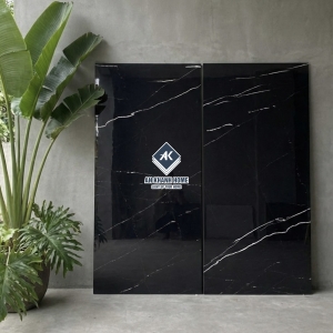 Gạch 80x160 Ấn Độ màu đen tia chớp trắng vân đá Black Mequina siêu bóng