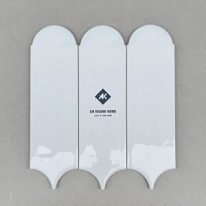 Gạch thẻ lông vũ màu trắng bề mặt bóng gợn sóng