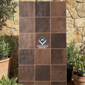 Gạch 30x60 giả thẻ vuông màu nâu cafe đậm hiệu ứng màu ngẫu nhiên bề mặt sóng