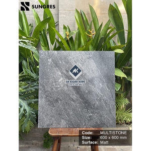 Gạch Ấn Độ 60x60 Xám Vân Đá Mutistone Antracita Bề Mặt Mờ