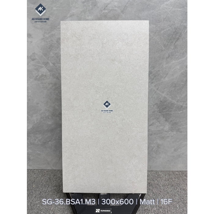 Gạch nhập khẩu 30x60 trắng kem vân đá mix hạt BSA1 bề mặt mờ