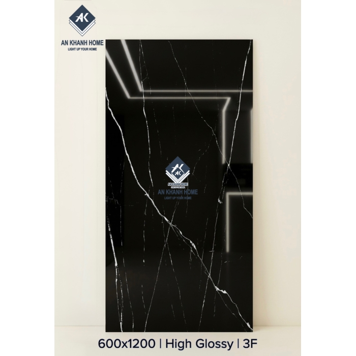 Gạch 60x120 màu đen tia chớp trắng vân đá Black Mequina siêu bóng