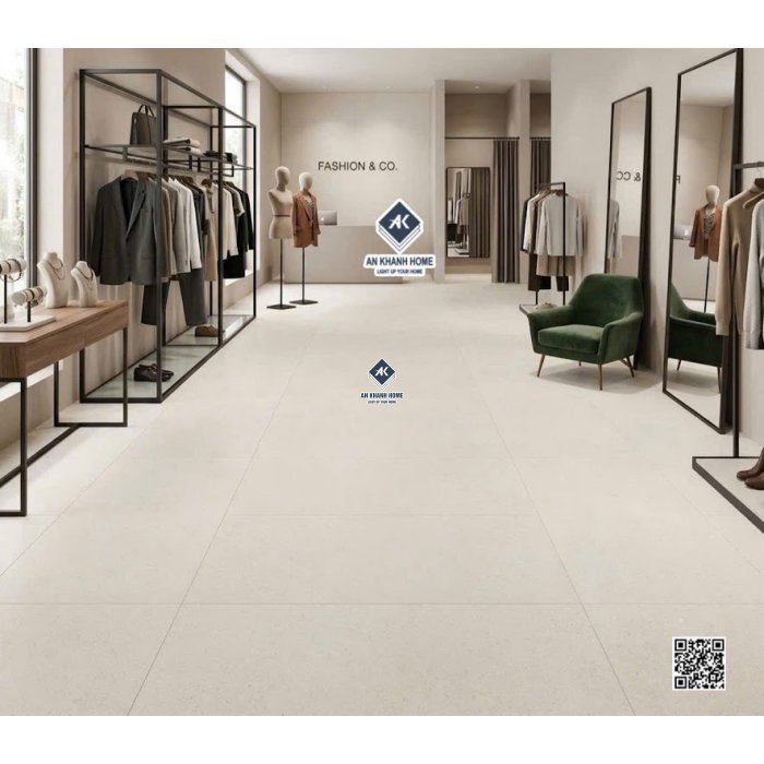 Gạch kis 60x120 terrazzo bề mặt mờ màu kem