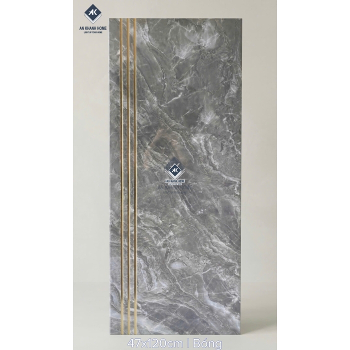 Gạch cầu thang 47x120 bề mặt khắc kim đá marble xám đậm