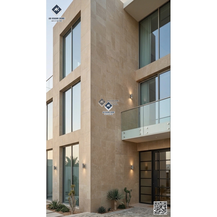 Gạch 60x120 Castle ghép Modul mix size màu kem mờ