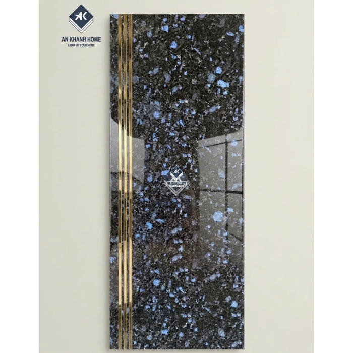 Gạch bậc cầu thang 47x120 giả đá hoa cương xanh đen nhũ vàng