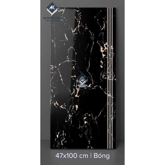 Gạch lát bậc cầu thang tam cấp 47x100cm đen vân vàng cam
