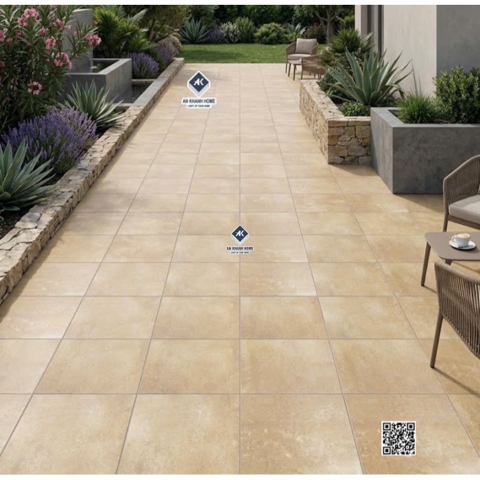 Gạch giả cổ 40x40 màu vàng hiệu ứng đá mờ nhám
