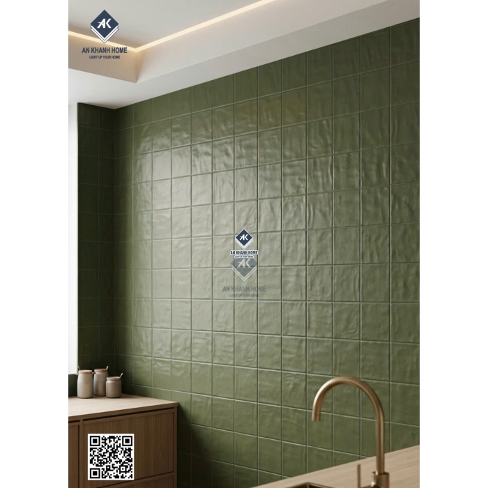 Gạch trang trí trung quốc 40x80 bề mặt lượn sóng màu xanh
