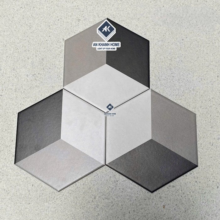 Gạch lục giác 200x230mm 3D hình thoi khối lập phương 3 màu