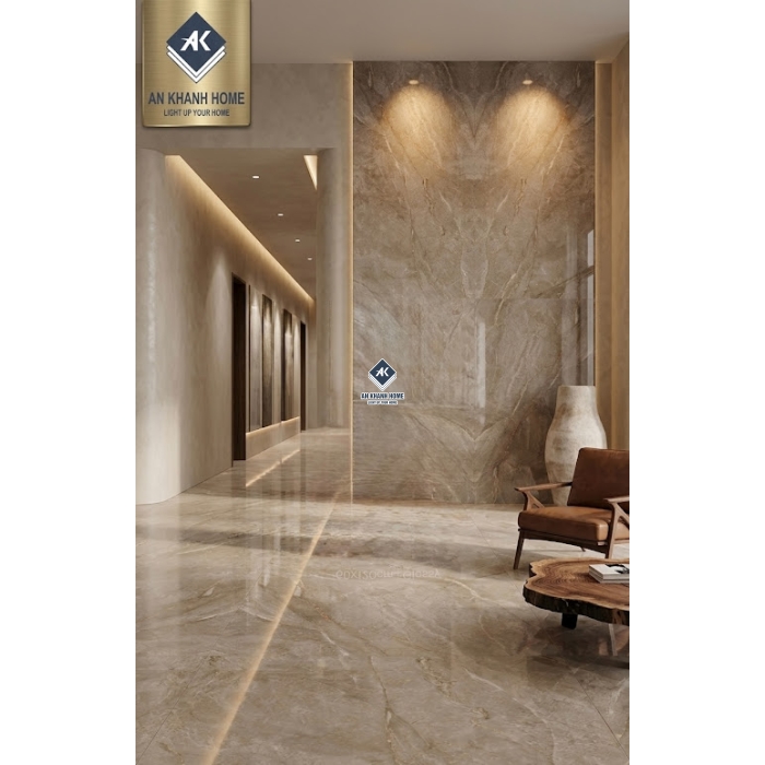 Gạch ấn độ 60x120 bóng kính nâu vân đá sang trọng