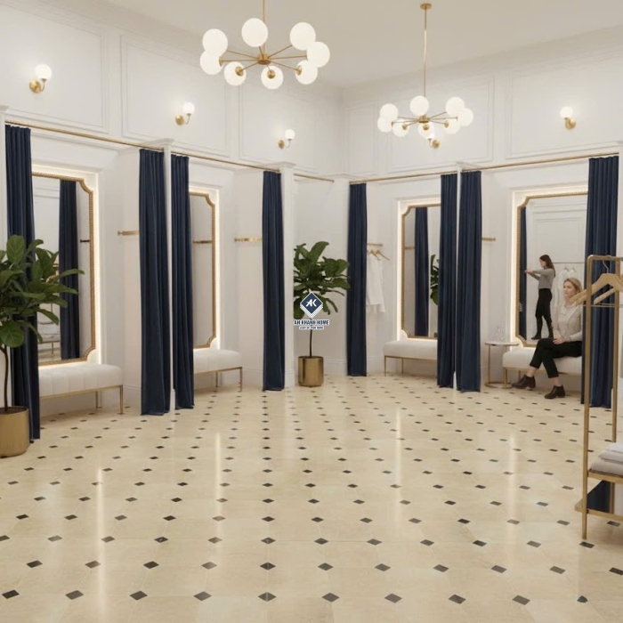 Gạch bông cổ điển 30x30 kem hiệu ứng nhấn hình thoi                          