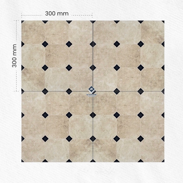 Gạch bông cổ điển 30x30 kem hiệu ứng nhấn hình thoi                          