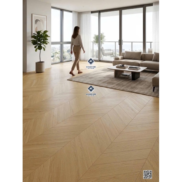 Gạch lát nền vân giả gỗ xương cá màu vàng 60x120cm