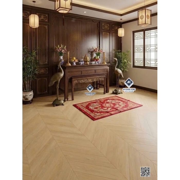 Gạch lát nền vân giả gỗ xương cá màu vàng 60x120cm