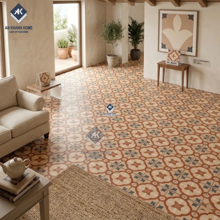 Gạch bông 30x30 men matt hoạ tiết hoa văn cổ điển