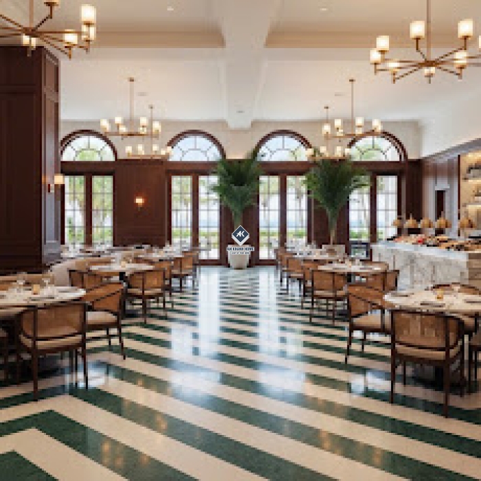 Gạch bông giả cổ 30x30 hoạ tiết viền xanh trắng