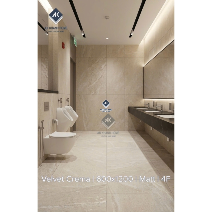Gạch ốp lát ấn độ 60x120 Velvet Crema bề mặt mờ kem