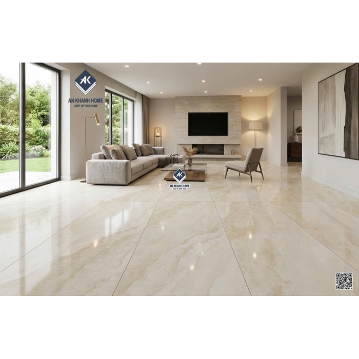 Gạch Malaysia 60x120 màu kem Alchemy vân đá Marble bóng kiếng
