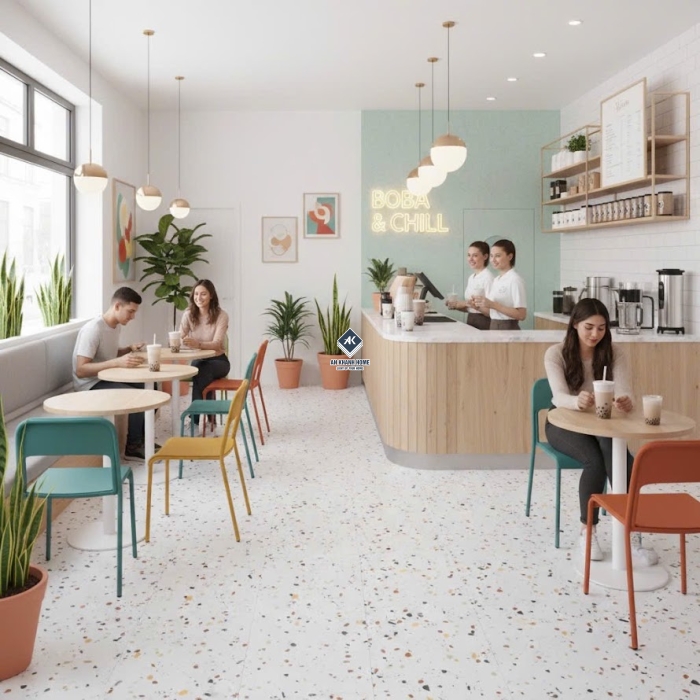 Gạch 30x30cm terrazzo vân đá mài đa sắc   