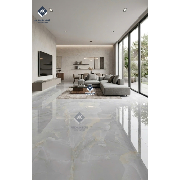 Gạch ấn độ 80x160 xanh nhạt vân đá bóng kiếng