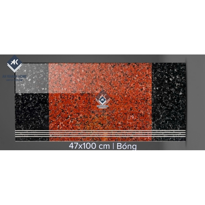 Gạch lát cầu thang giả vân đá hoa cương đỏ đen 47x100cm