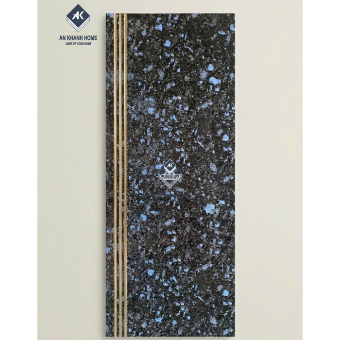 Gạch bậc cầu thang 47x120 giả đá hoa cương xanh đen nhũ vàng