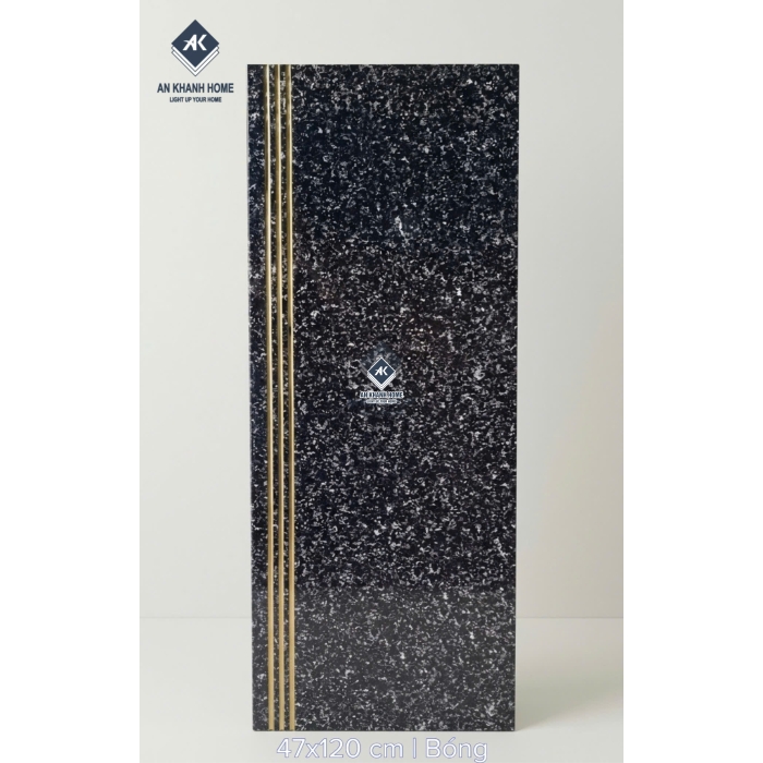 Gạch lát cầu thang 47x120 nhũ vàng giả vân đá đen hoa cương