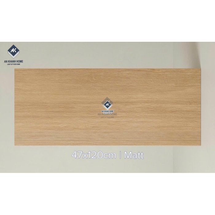 Gạch ốp lát cầu thang vân giả gỗ màu vàng 47x120 trung quốc